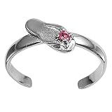 Zehenring Sterling Silber rosa Zirkonia Sandale