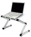 FURINNO Hidup - Adjustable Cooler Fan Notebook Laptop Table Portable Bed Tray Book Stand, X7 Silver