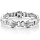 411aym5bDjL. SL160  Iced Out Silver Iced Out CZ 11mm Mens Bracelet   size 8