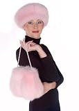Fur Handbag -Pink Fox Fur - Pearl Handle