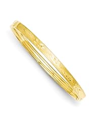 14k 3/16 Diamond-Cut Concave Hinged Bangle Bracelet