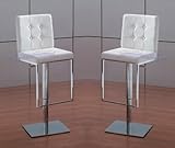 Modern Furniture Set of Two White Leather-match Hydraulic Bar Stools (Comme ....