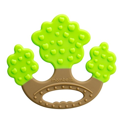 Mombella® Food Grade Soft Silicone Apple tree teether, for babies 3M+, 3 colors availanble-Green