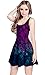 Womens Summer Sundress Purple & Navy Floral Medium Sleeveless Skater Dress