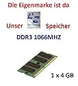 QS Speicher 4GB 1066Mhz Ram Speicher Pc8500 8500 Arbeitsspeicher High End f&uuml;r Ibm Medion Acer Asus Notebooks Notebook SoDimm 1066