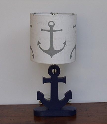 White with Grey Anchors Lamp Shade