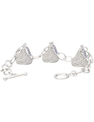 Hersheys Kiss Jewelry Sterling Silver with CZ Medium Flat Back Shaped Bracelet with Three Charms
