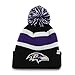 NFL Baltimore Ravens '47 Brand Breakaway Cuff Knit Hat with Pom, Black, One Size