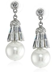 Ben-Amun Jewelry Clear Crystal Deco Pearl Earrings