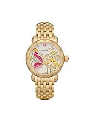 Michele CSX Garden Party Enamel Dial Gold-plated Stainless Steel Bracelet Ladies Watch MWW05D000005