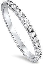New Round Cz Eternity Style Band .925 Sterling Silver Ring Sizes 2-12
