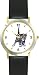 Playful Gray Tabby Kitten Cat - WATCHBUDDY&Acirc;&reg; DELUXE TWO-TONE THEME WATCH - Arabic Numbers - Black Leather Strap-Women's Size-Small