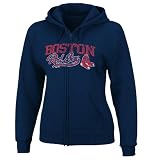 MLB Women's Boston Red Sox The Beauty Long Sleeve Fullzip Fleece Hoodie (Athletic Navy, Medium)
