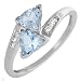Ring With 0.85ctw Precious Stones - Genuine Diamonds and Aquamarines Made of White Gold - Certificate Available.