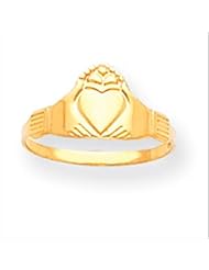 MadiK® Kids 14k Yellow Gold Polished & Textured Claddagh Baby Ring Size 3