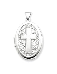 Sterling Silver Oval Cross Locket