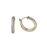 Gold Over Silver Hoop Earrings with Diamond Accents