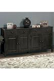 4-door Credenza 4 Drawers Black