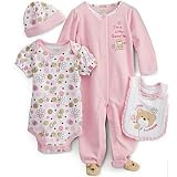 Baby Girl 4 pc Layette Gift Set Lt Pink "Little Sweetie" Size 3-6 month