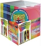 MAXELL 190131 - CD392 DOUBLE SLIM JEWEL CASES (25 PK COLOR)