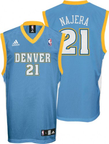 Eduardo Najera Jersey: adidas Blue Replica #21 Denver Nuggets Jersey