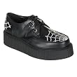 CREEPER 2 Inch MENS SIZING Platform Creeper Shoe Rockabilly Emo With Embroidered Spider Web Black Leather