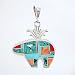 Ray Tracey Sterling Silver Bear Pendant with Turquoise and Spiny Oyster Inlay, #8540