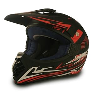 VCAN Flat Red Wicked Graphics Medium Motocross Helmet