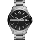 Image of Armani Exchange Gents Silver Tone Bracelet Black Dial Watch AX2103