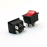 uxcell ロッカースイッチ 4P DPST パイロット ランプ 15A 250VAC 20A 125VAC レッド 2個