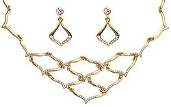 Gift for Her - Gold Plated Earring and Necklace Sets Cubic Zirconiz