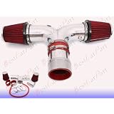 03 04 05 06 07 08 Dodge Ram Hemi 5.7L V8 Dual Air Intake + Red Filter SRDDG9R by Click 2 Go