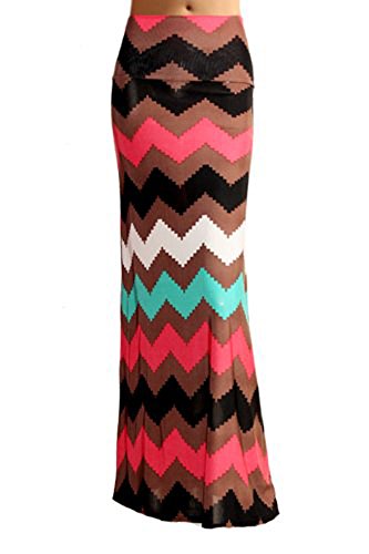 Maxi skirt, multi print long skirt (small, aztec-pink)