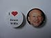 I Love Bruce Willis Novelty 25mm (1 inch) Button Pin Badge Set.