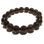 Smoky Quartz Bracelet 03 Crystal 12mm Stretch Dark Brown Gemstone Faceted Healing