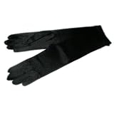 Adult 15 Long Elbow Length Lycra Satin Gloves Black