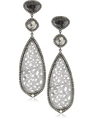 Sutra One of a Kind 18k Gold Grey Jade and Black Diamond Earrings