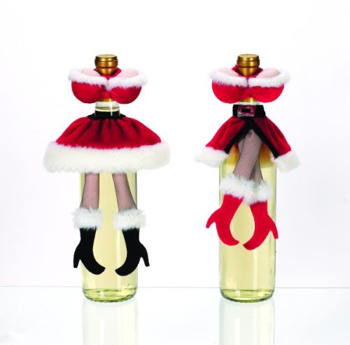 Very Merry Wine Bottle Decoration Ganz - Mrs. Clause Wine Bottle Cover