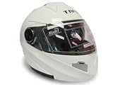 White Dual Visor Modular Motorcycle Flip Up Helmet DOT (Medium)