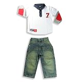 Mish Mish - Toddler Boys Long Sleeve Pant Set, White, Grey, Blue