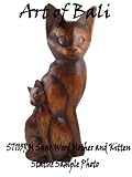 Art of Bali Zen Garden Carved 12" Hand Carved Mother and Kitten Suar Wood ST105RM