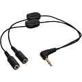 Audio Y-Kabel - 3,5mm Klinke Stecker an 2x 3,5mm Klinke Buchse - Stereo - mit Volume-Regler - 0,2m