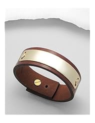 Brown Leather Bracelet In White Base