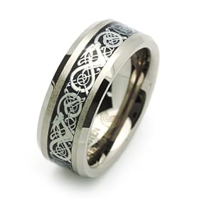 8MM Comfort Fit Tungsten Wedding Band Celtic Dragon Enlaid Ring For Men &amp; Women ( Size 7 to 14) Size 7 Cobalt Free: Jewelry