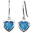 Ocean's Heart-Shaped 4.5ct Aquamarine Cubic Zirconia Platinum Overlay CAREFREE Sterling Silver Drop Hook Earrings