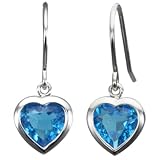 Ocean's Heart-Shaped 4.5ct Aquamarine Cubic Zirconia Platinum Overlay CAREFREE Sterling Silver Drop Hook Earrings