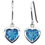Ocean's Heart-Shaped 4.5ct Aquamarine Cubic Zirconia Platinum Overlay CAREFREE Sterling Silver Drop Hook Earrings