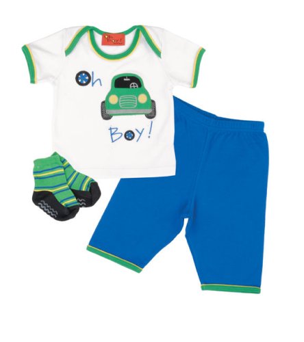 Mud Pie Baby Oh Boy Car 3-Piece Clothing Set
