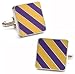 Yellow Purple Repp Stripe Cufflinks - Classic Style Formal Wear - Cufflinks