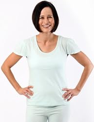 Veria Loungewear Short Puff Sleeve Top - Soft Blue, Organic Cotton